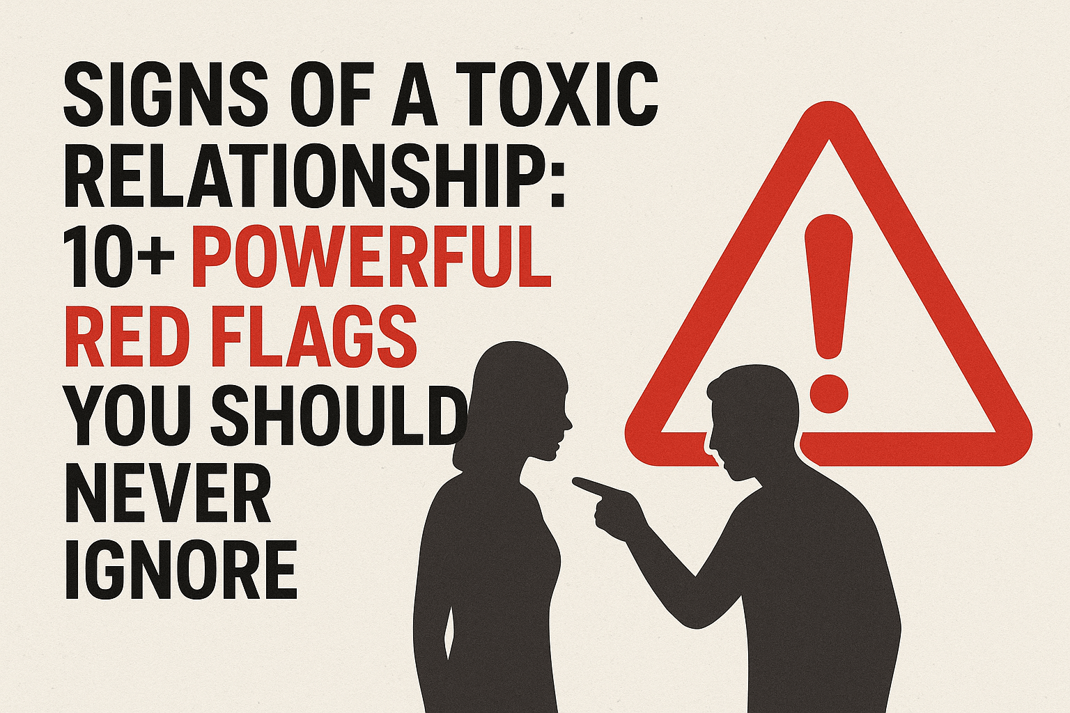 Visual representation of toxic relationship warning signs, showing emotional conflict, stress, and red flags symbolizing unhealthy relationship behaviors