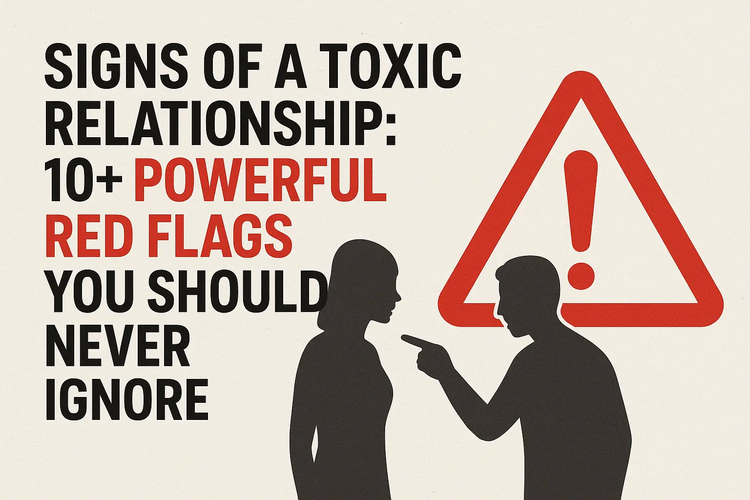 Visual representation of toxic relationship warning signs, showing emotional conflict, stress, and red flags symbolizing unhealthy relationship behaviors